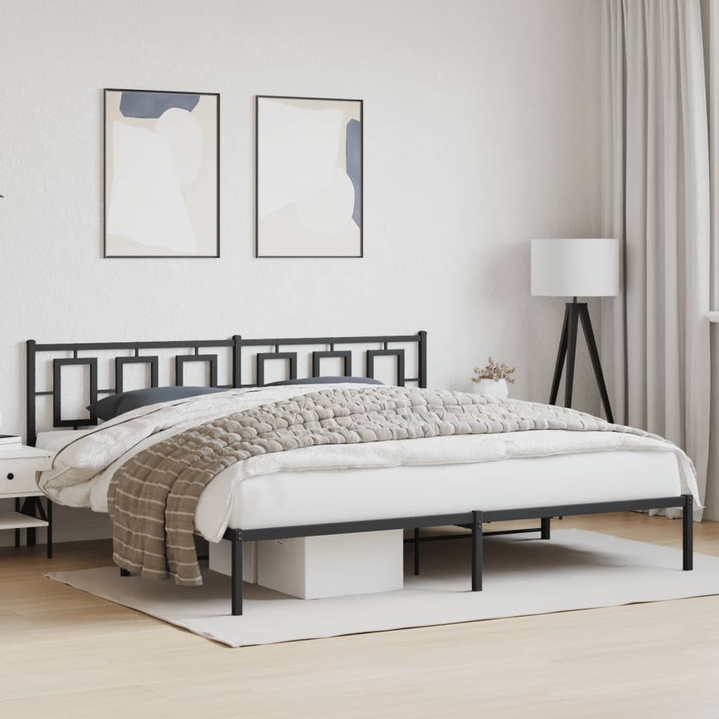 Estrutura de cama com cabeceira 193x203 cm metal preto