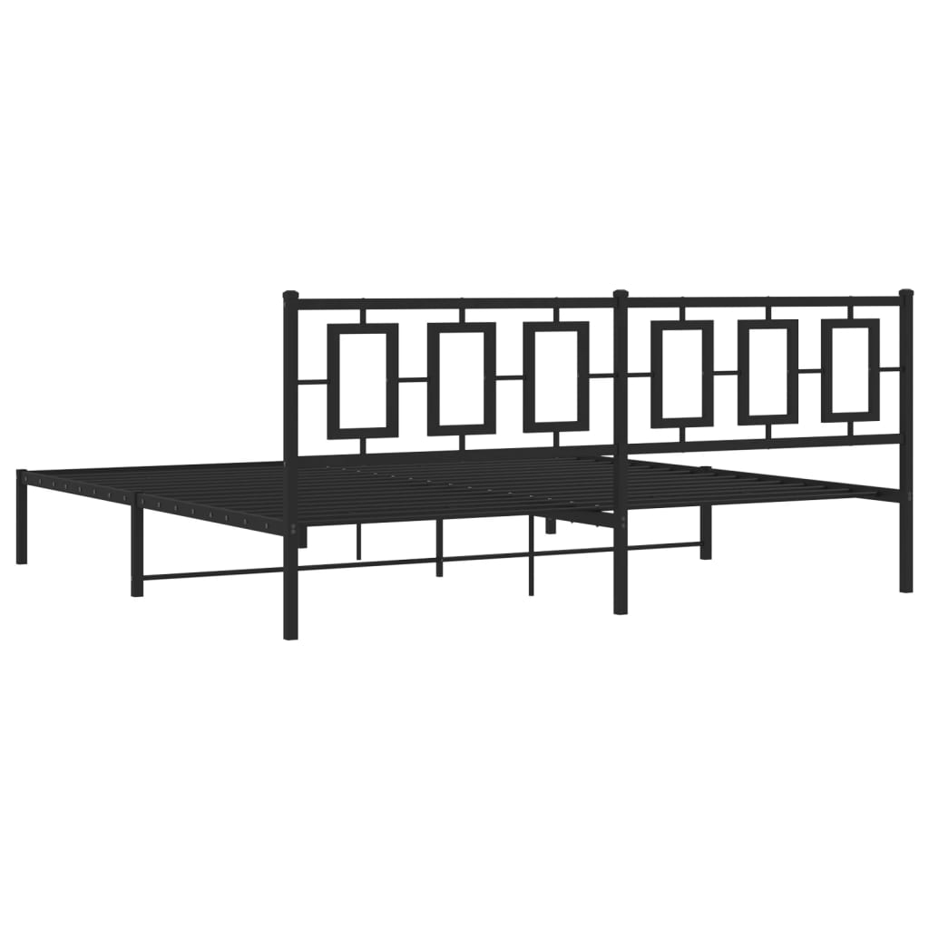 Estrutura de cama com cabeceira 193x203 cm metal preto