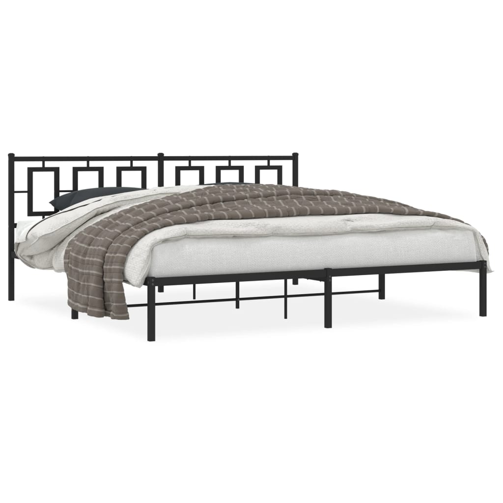 Estrutura de cama com cabeceira 193x203 cm metal preto