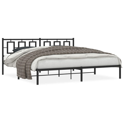 Estrutura de cama com cabeceira 200x200 cm metal preto