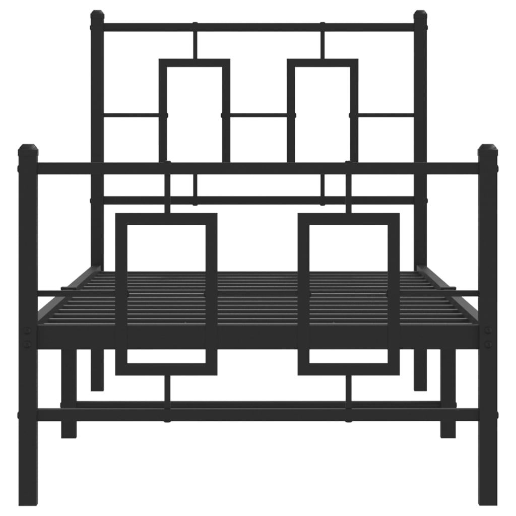 Estrutura de cama com cabeceira e pés 75x190 cm metal preto