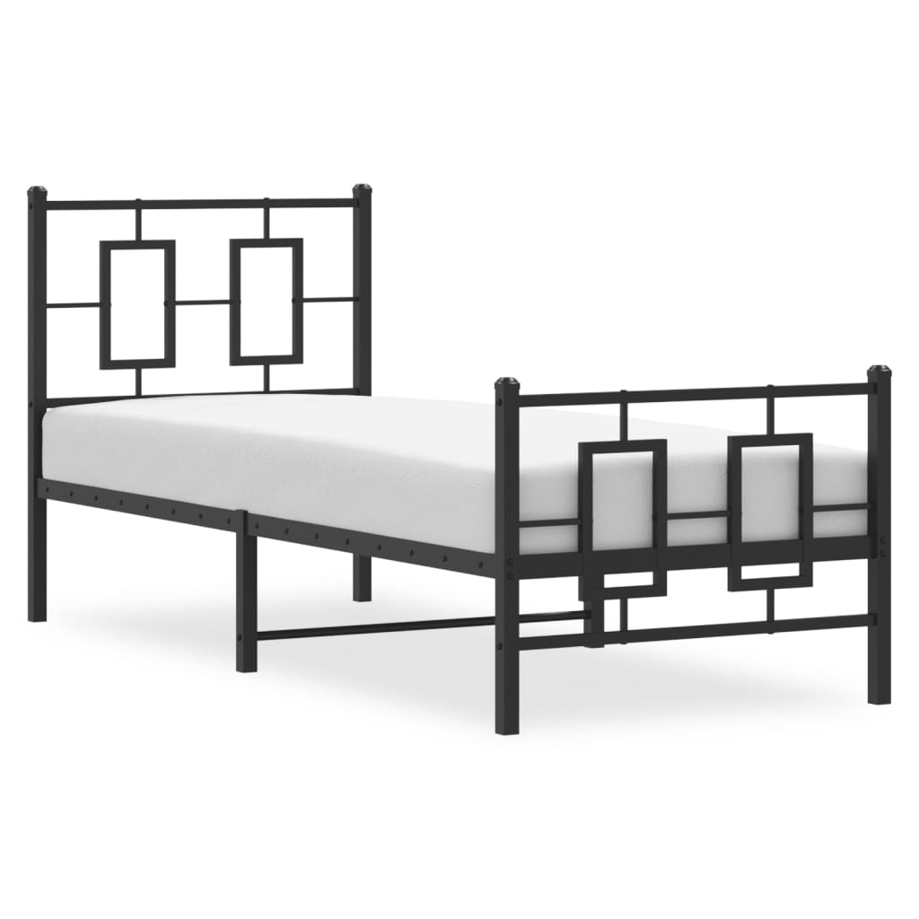 Estrutura de cama com cabeceira e pés 80x200 cm metal preto