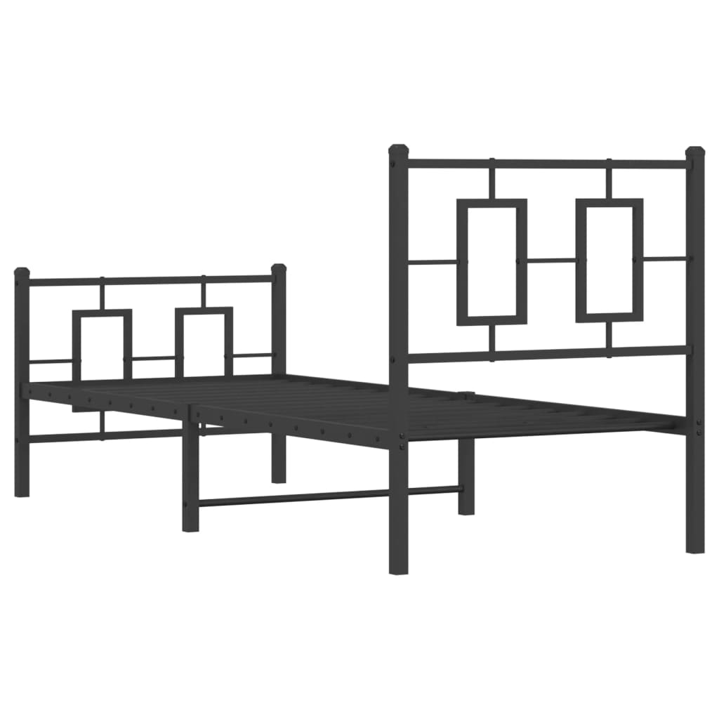 Estrutura de cama com cabeceira e pés 80x200 cm metal preto