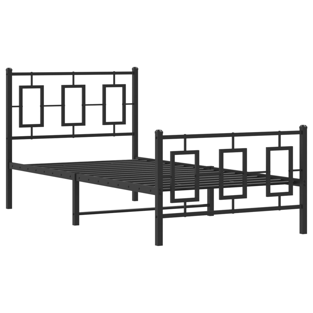 Estrutura de cama com cabeceira e pés 90x190 cm metal preto