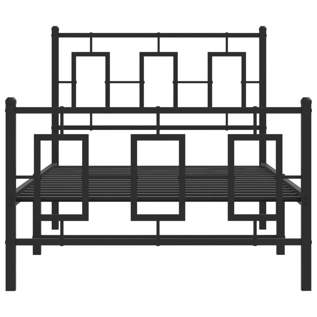 Estrutura de cama com cabeceira e pés 90x190 cm metal preto