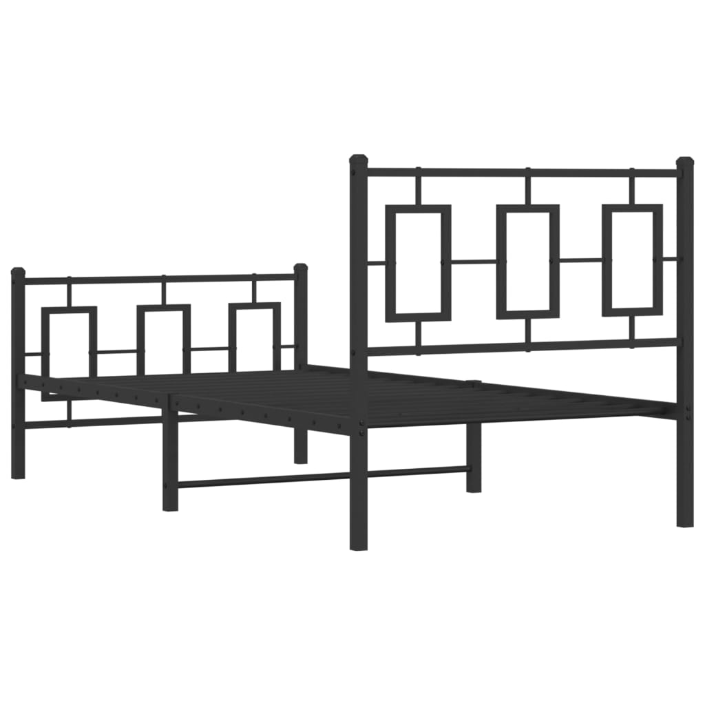 Estrutura de cama com cabeceira e pés 90x190 cm metal preto