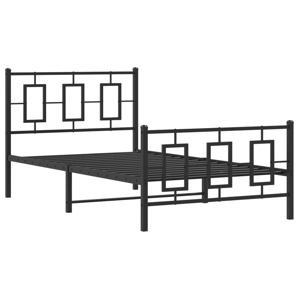 Estrutura de cama com cabeceira e pés 100x190 cm metal preto