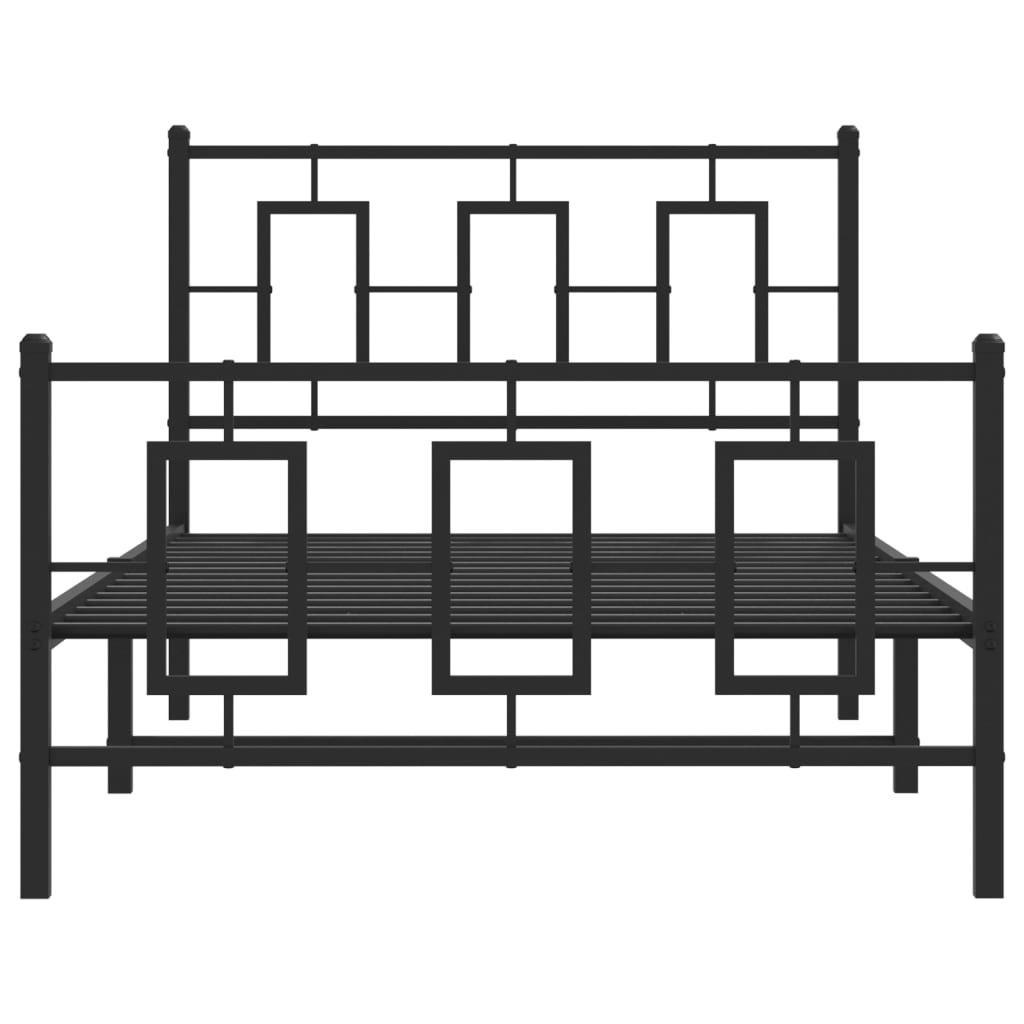 Estrutura de cama com cabeceira e pés 100x190 cm metal preto