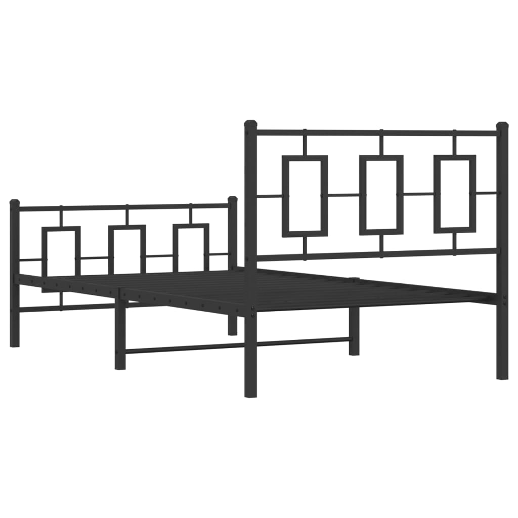 Estrutura de cama com cabeceira e pés 100x190 cm metal preto