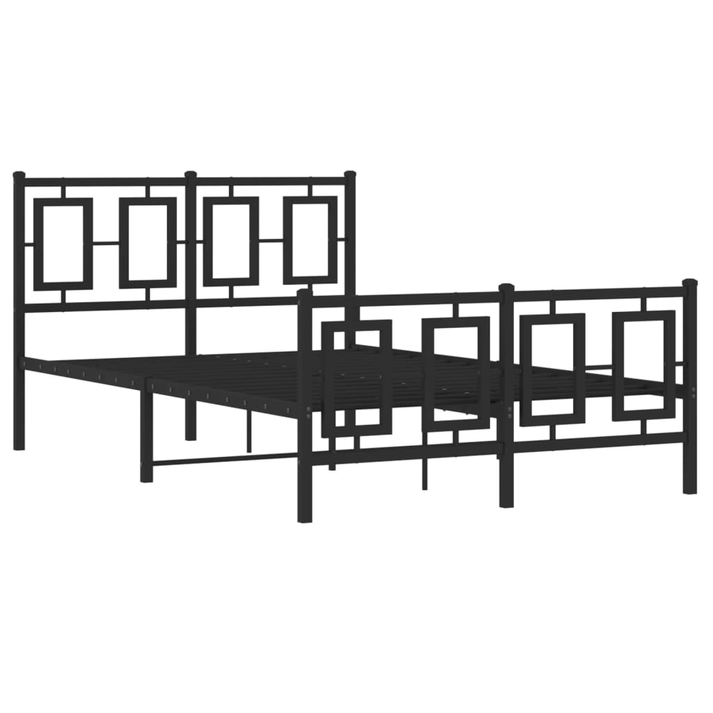 Estrutura de cama com cabeceira e pés 120x190 cm metal preto