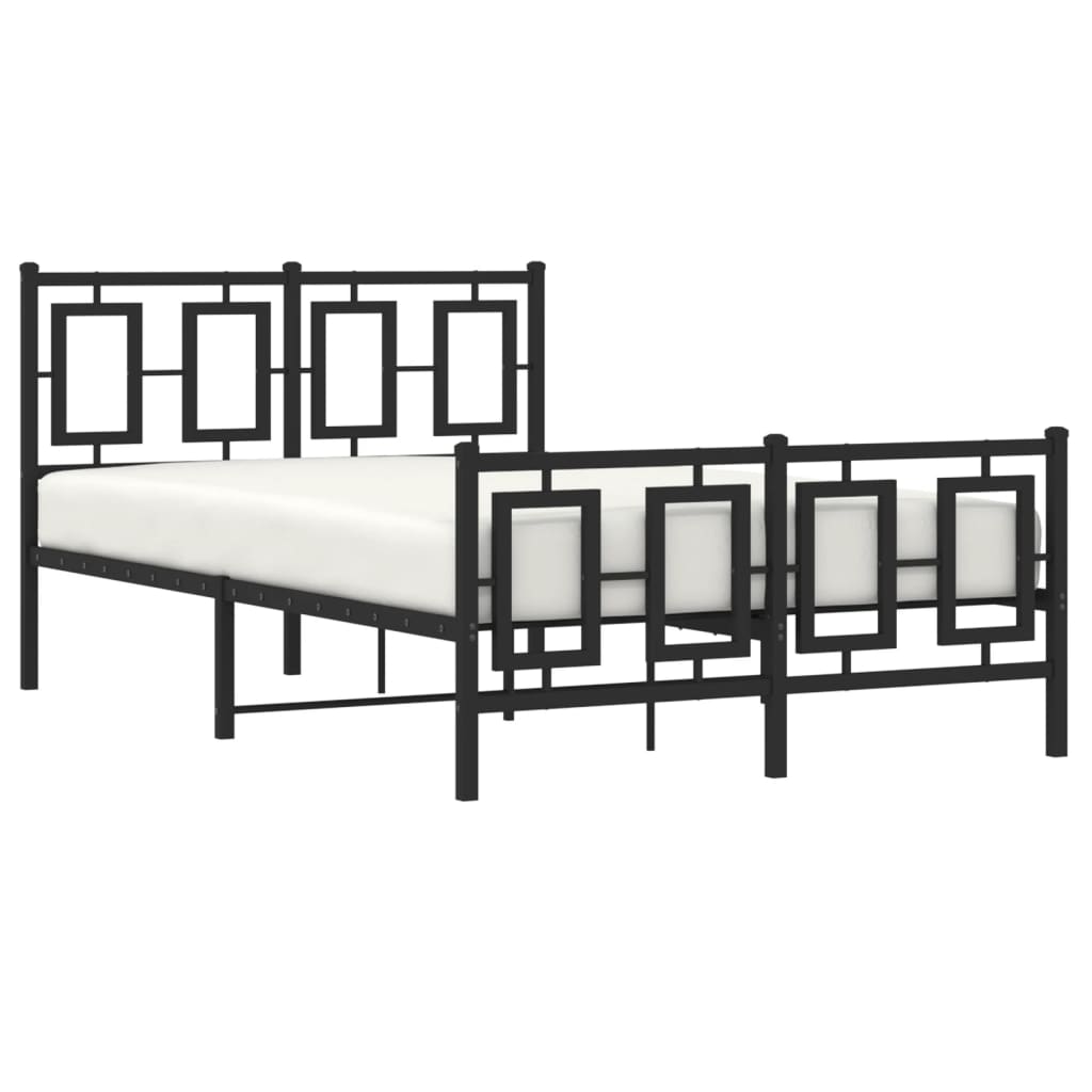 Estrutura de cama com cabeceira e pés 120x190 cm metal preto