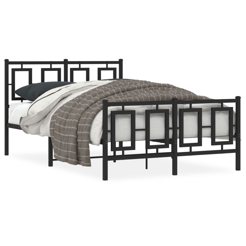 Estrutura de cama com cabeceira e pés 120x190 cm metal preto