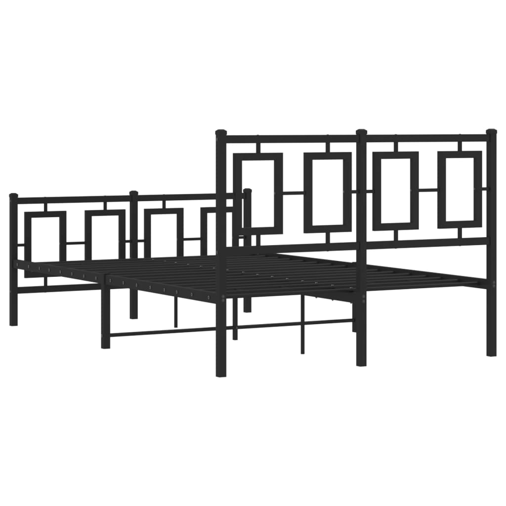 Estrutura de cama com cabeceira e pés 120x200 cm metal preto