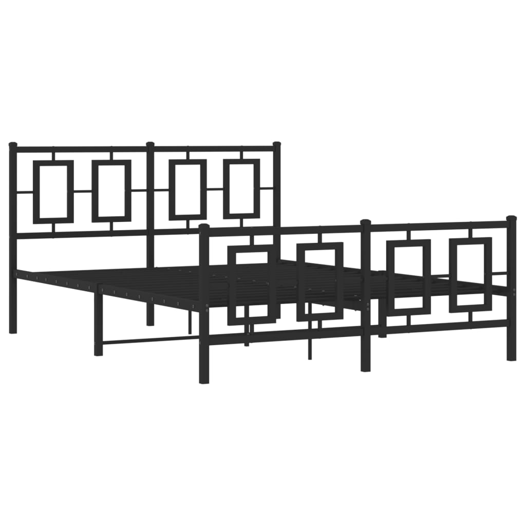 Estrutura de cama com cabeceira e pés 135x190 cm metal preto