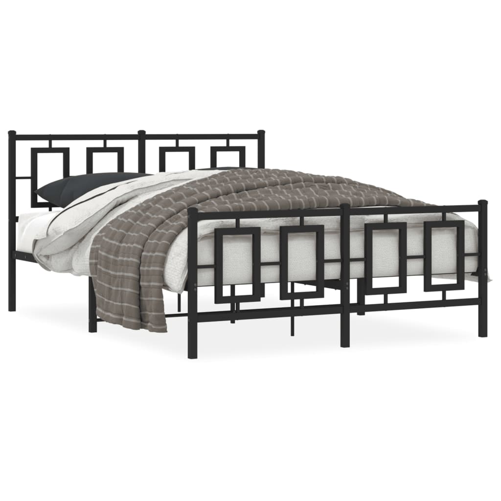 Estrutura de cama com cabeceira e pés 140x190 cm metal preto