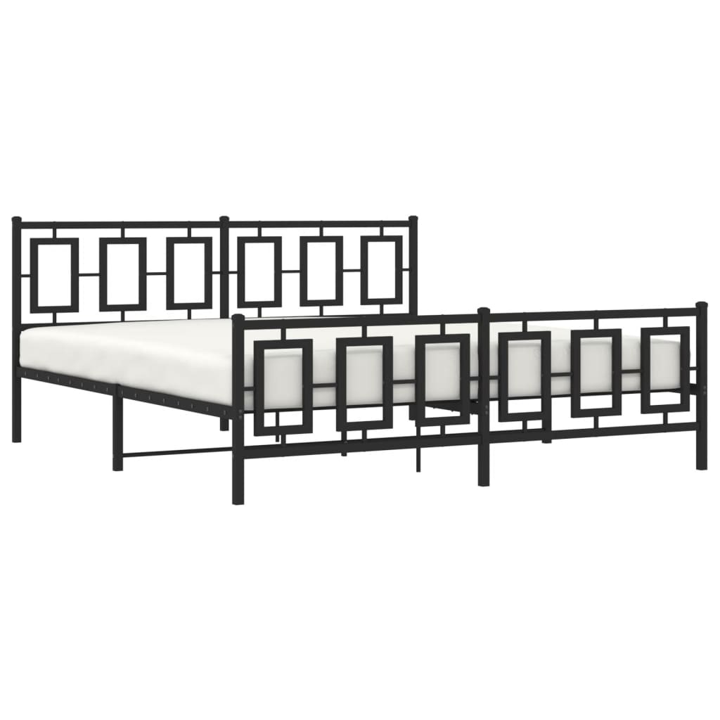 Estrutura de cama com cabeceira e pés 183x213 cm metal preto