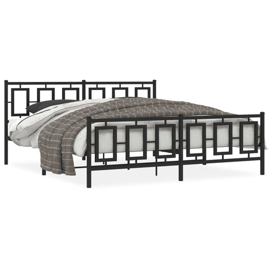 Estrutura de cama com cabeceira e pés 183x213 cm metal preto