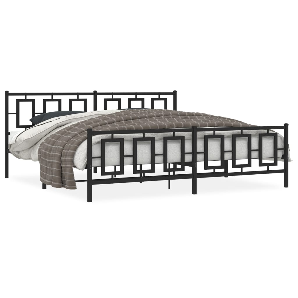 Estrutura de cama com cabeceira e pés 193x203 cm metal preto