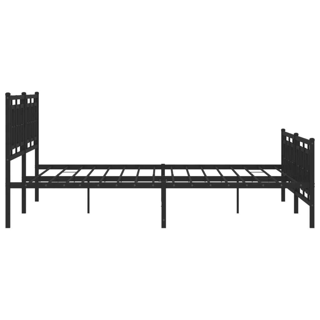 Estrutura de cama com cabeceira e pés 200x200 cm metal preto