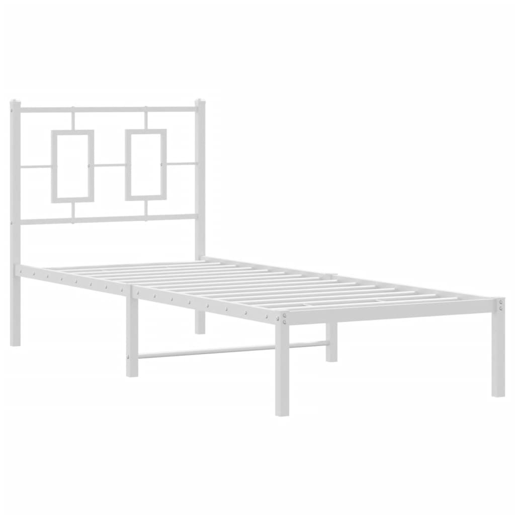 Estrutura de cama com cabeceira 75x190 cm metal branco