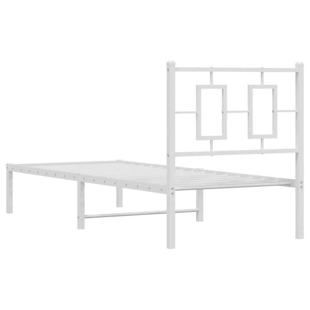 Estrutura de cama com cabeceira 75x190 cm metal branco