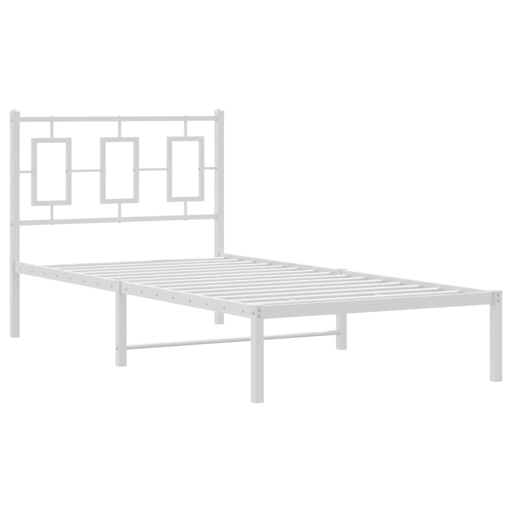 Estrutura de cama com cabeceira 90x190 cm metal branco