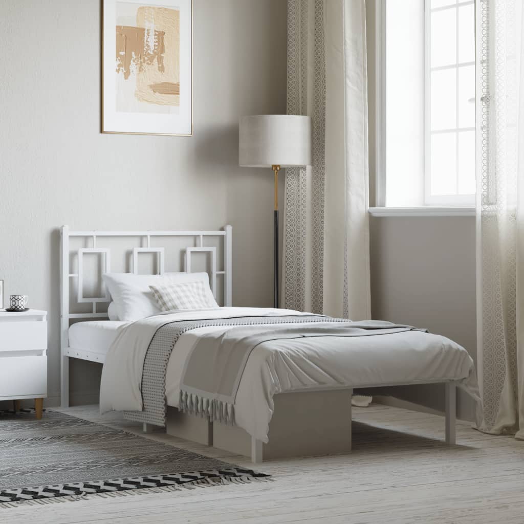 Estrutura de cama com cabeceira 90x190 cm metal branco