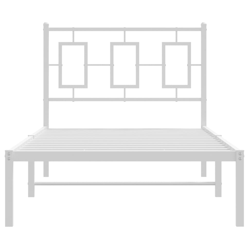 Estrutura de cama com cabeceira 90x190 cm metal branco