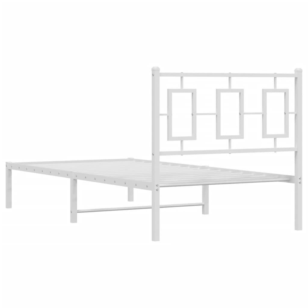 Estrutura de cama com cabeceira 90x190 cm metal branco