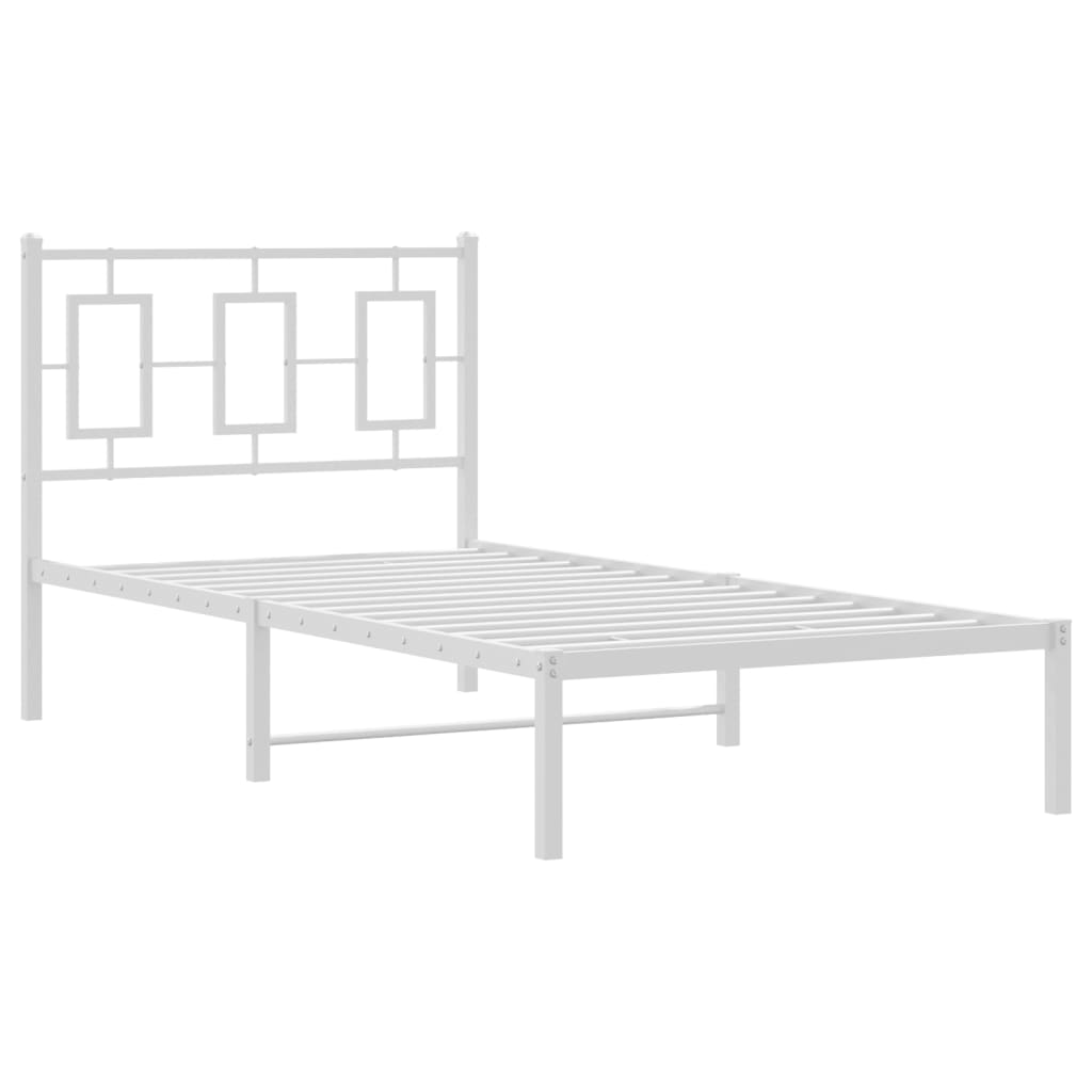 Estrutura de cama com cabeceira 90x200 cm metal branco