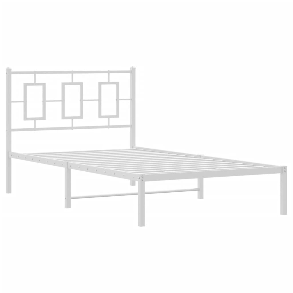 Estrutura de cama com cabeceira 100x190 cm metal branco