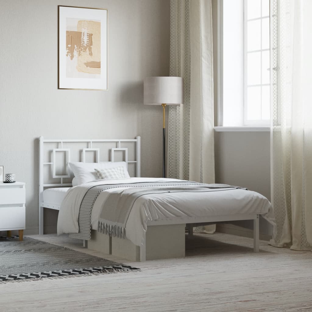 Estrutura de cama com cabeceira 100x190 cm metal branco