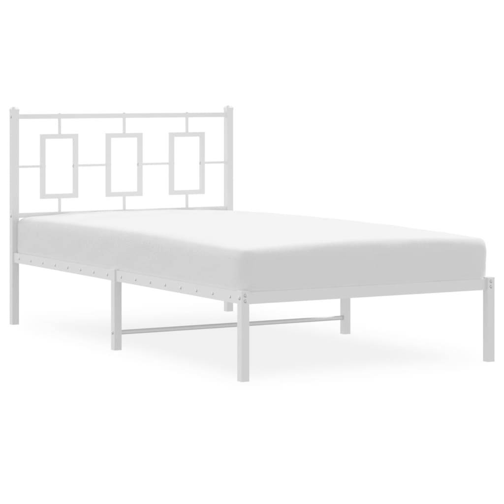 Estrutura de cama com cabeceira 100x190 cm metal branco