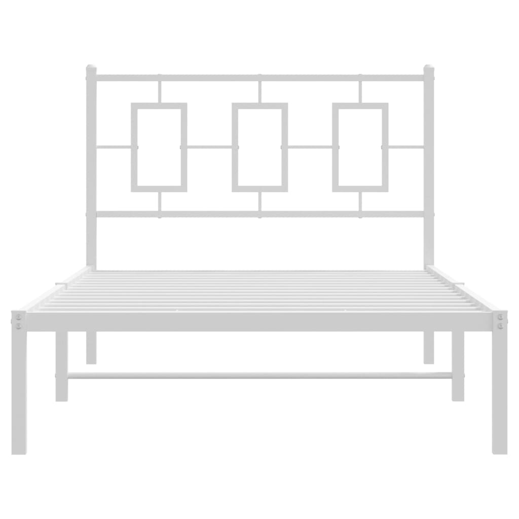 Estrutura de cama com cabeceira 100x190 cm metal branco