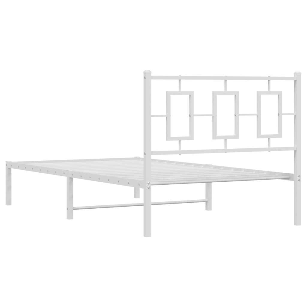 Estrutura de cama com cabeceira 100x190 cm metal branco