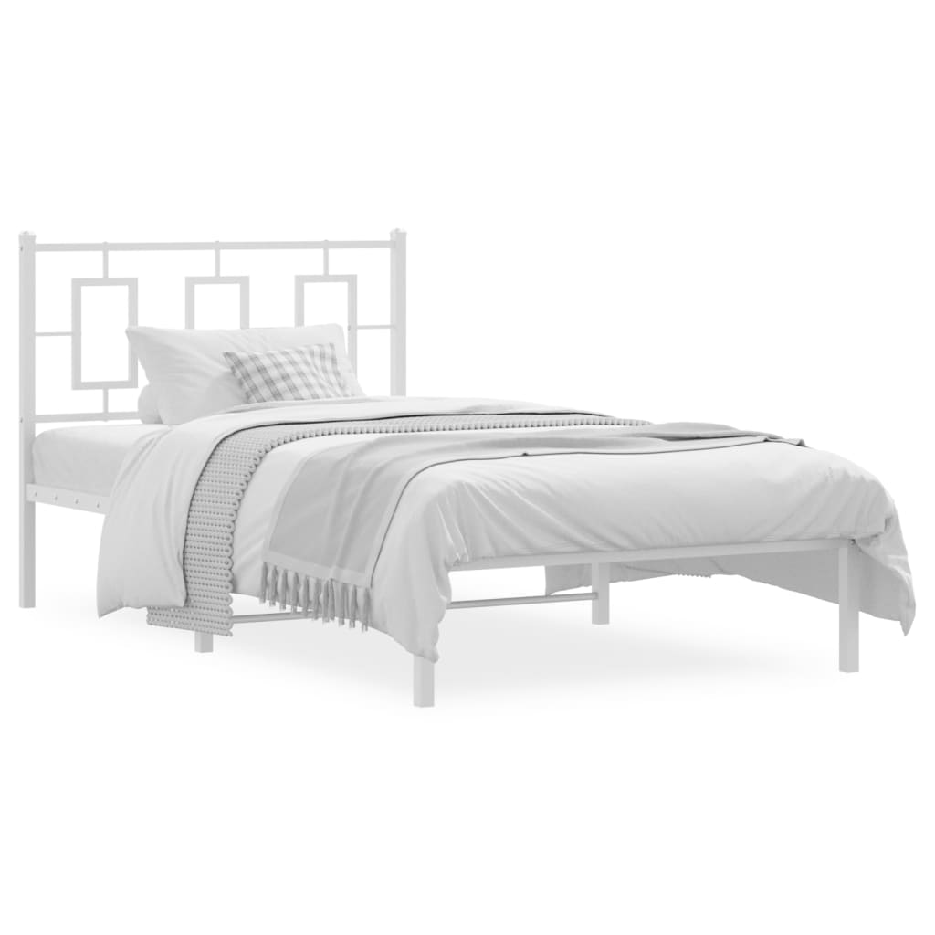 Estrutura de cama com cabeceira 100x190 cm metal branco