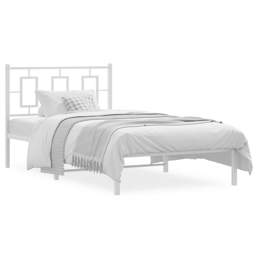 Estrutura de cama com cabeceira 100x190 cm metal branco