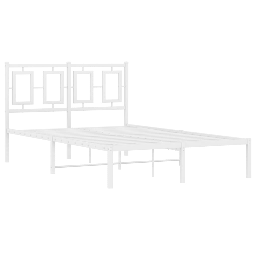 Estrutura de cama com cabeceira 120x190 cm metal branco