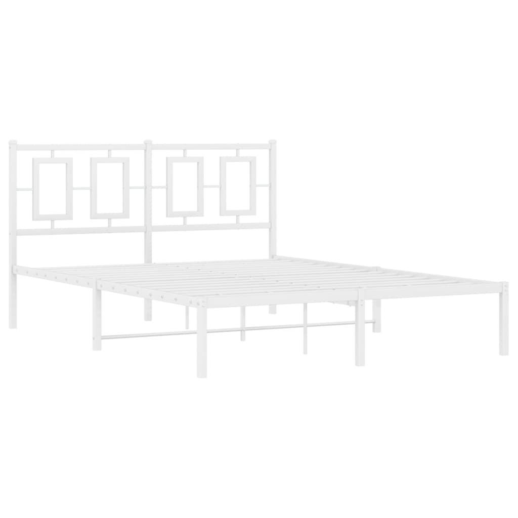 Estrutura de cama com cabeceira 135x190 cm metal branco