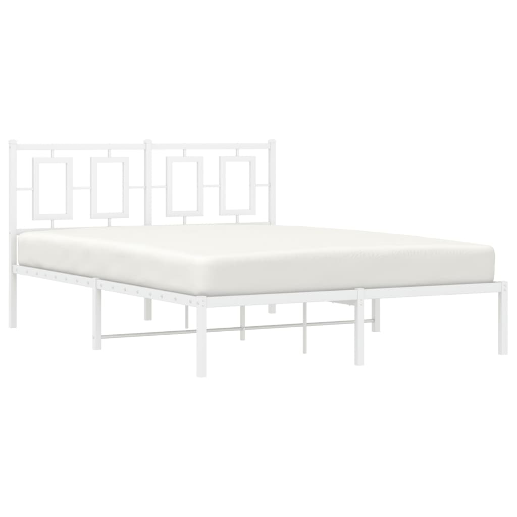 Estrutura de cama com cabeceira 135x190 cm metal branco