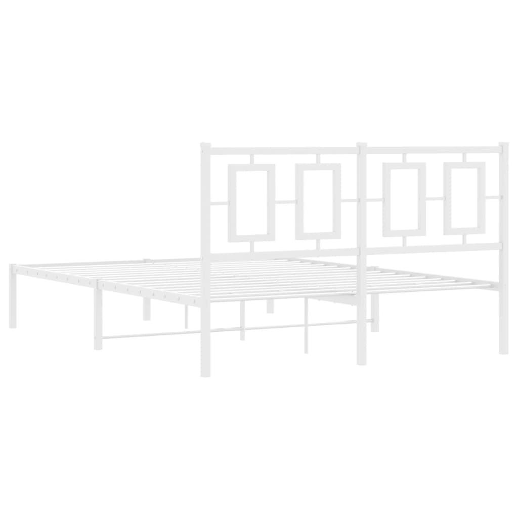 Estrutura de cama com cabeceira 135x190 cm metal branco