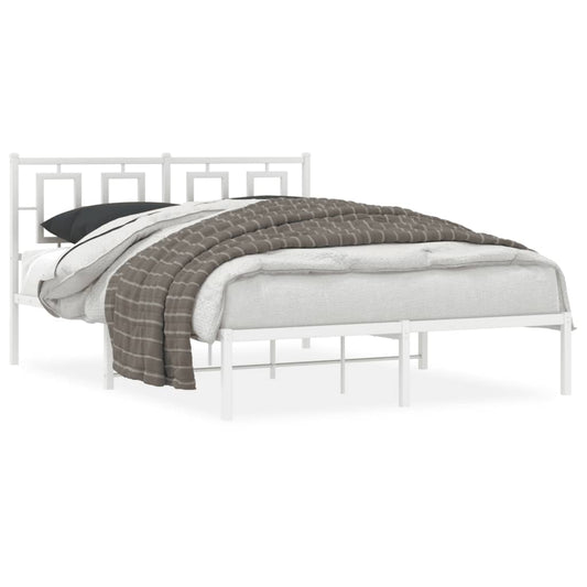 Estrutura de cama com cabeceira 135x190 cm metal branco