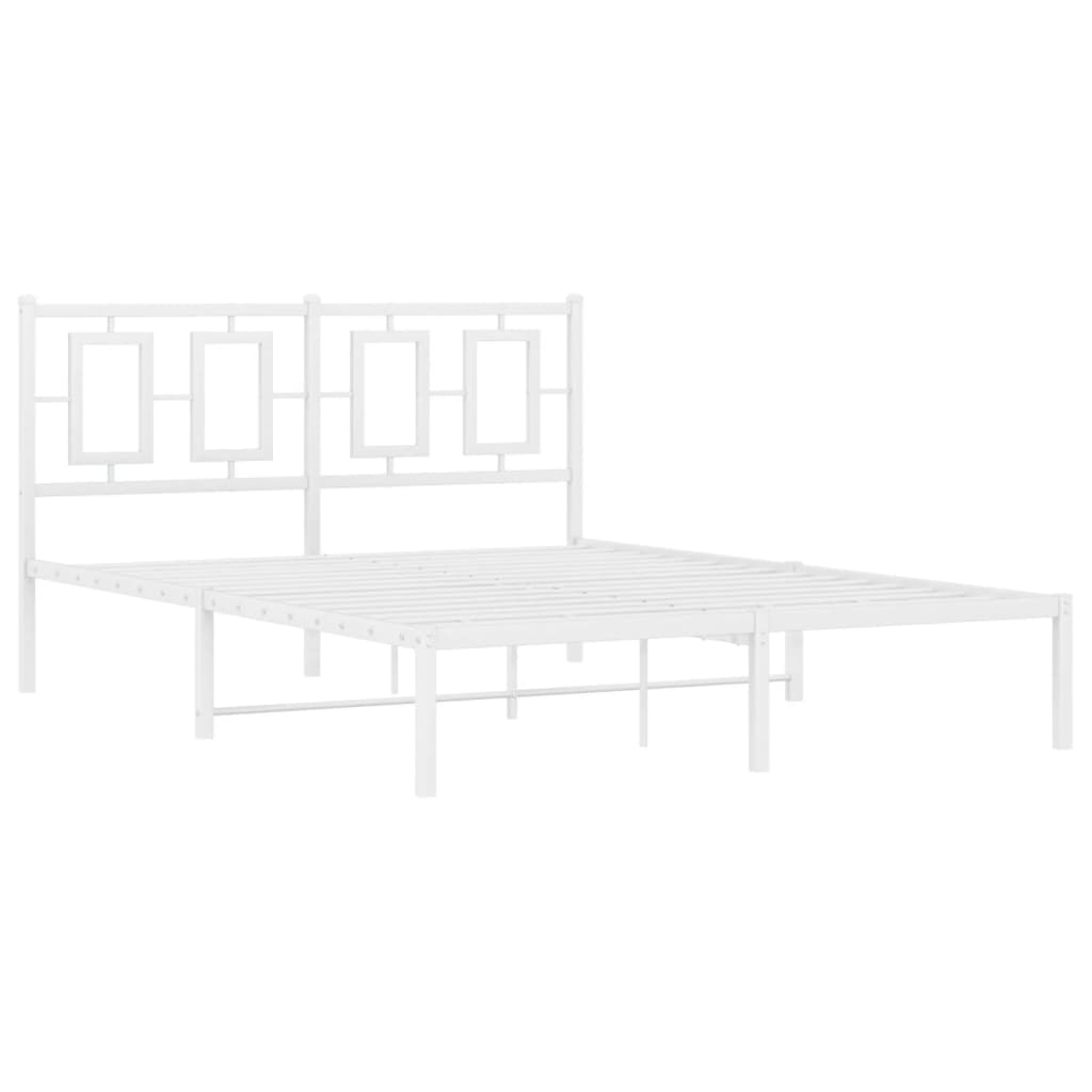 Estrutura de cama com cabeceira 140x190 cm metal branco