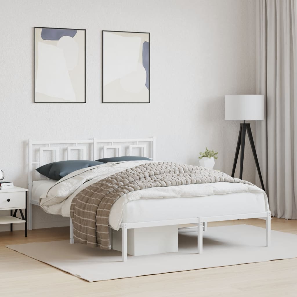 Estrutura de cama com cabeceira 140x200 cm metal branco