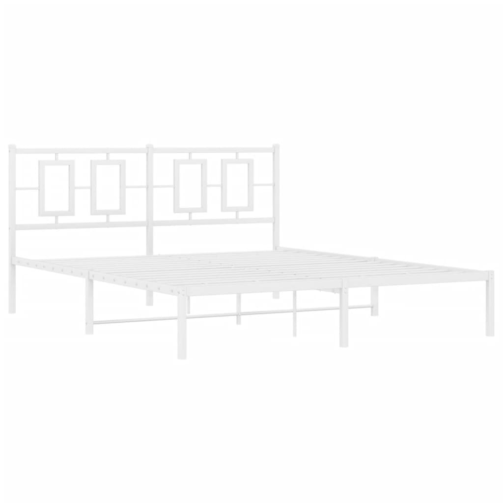 Estrutura de cama com cabeceira 150x200 cm metal branco