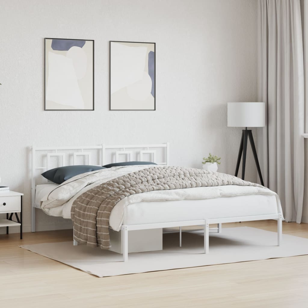 Estrutura de cama com cabeceira 150x200 cm metal branco