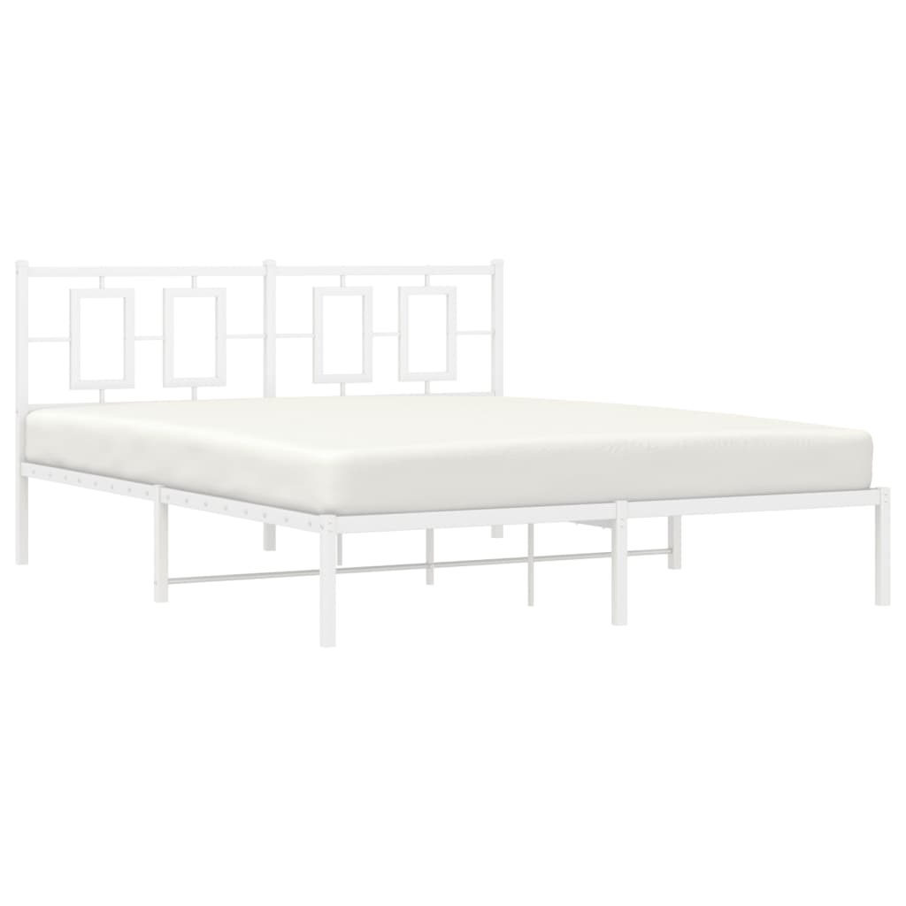 Estrutura de cama com cabeceira 160x200 cm metal branco