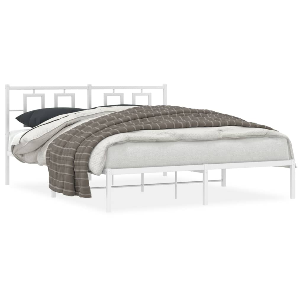 Estrutura de cama com cabeceira 160x200 cm metal branco