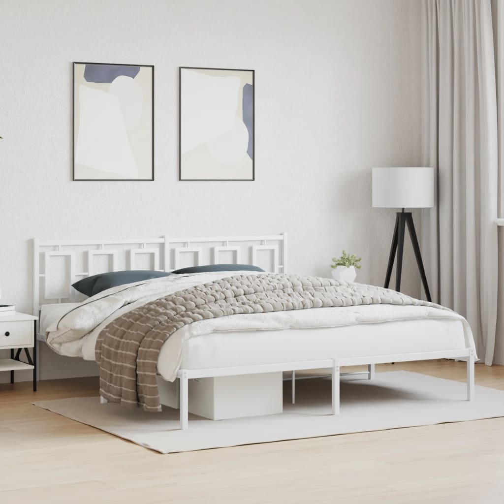 Estrutura de cama com cabeceira 180x200 cm metal branco