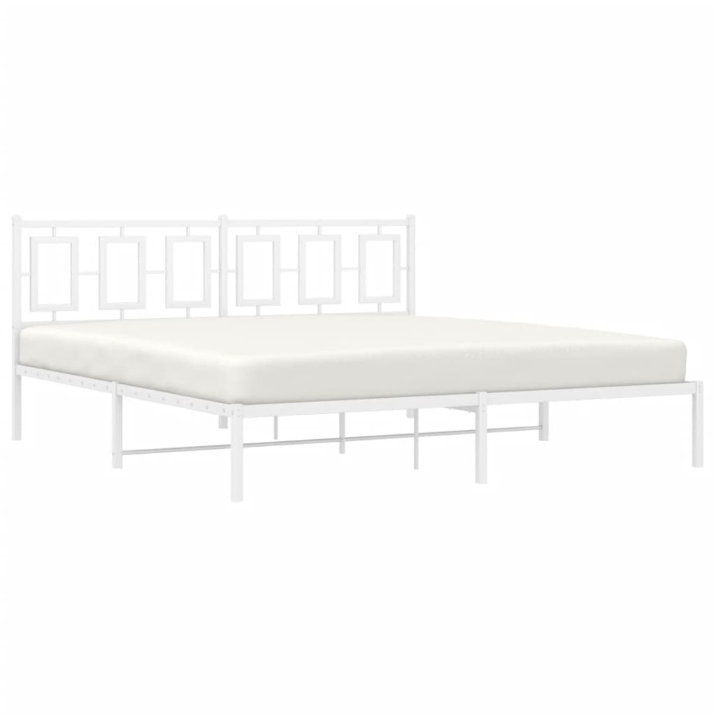 Estrutura de cama com cabeceira 180x200 cm metal branco